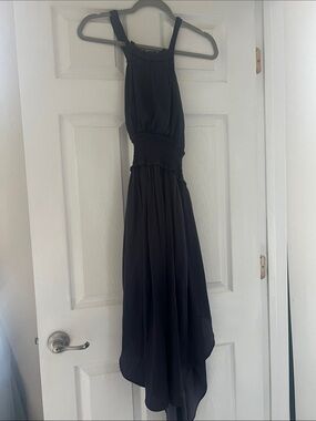 Sleeveless Black High-Low Halter Dress